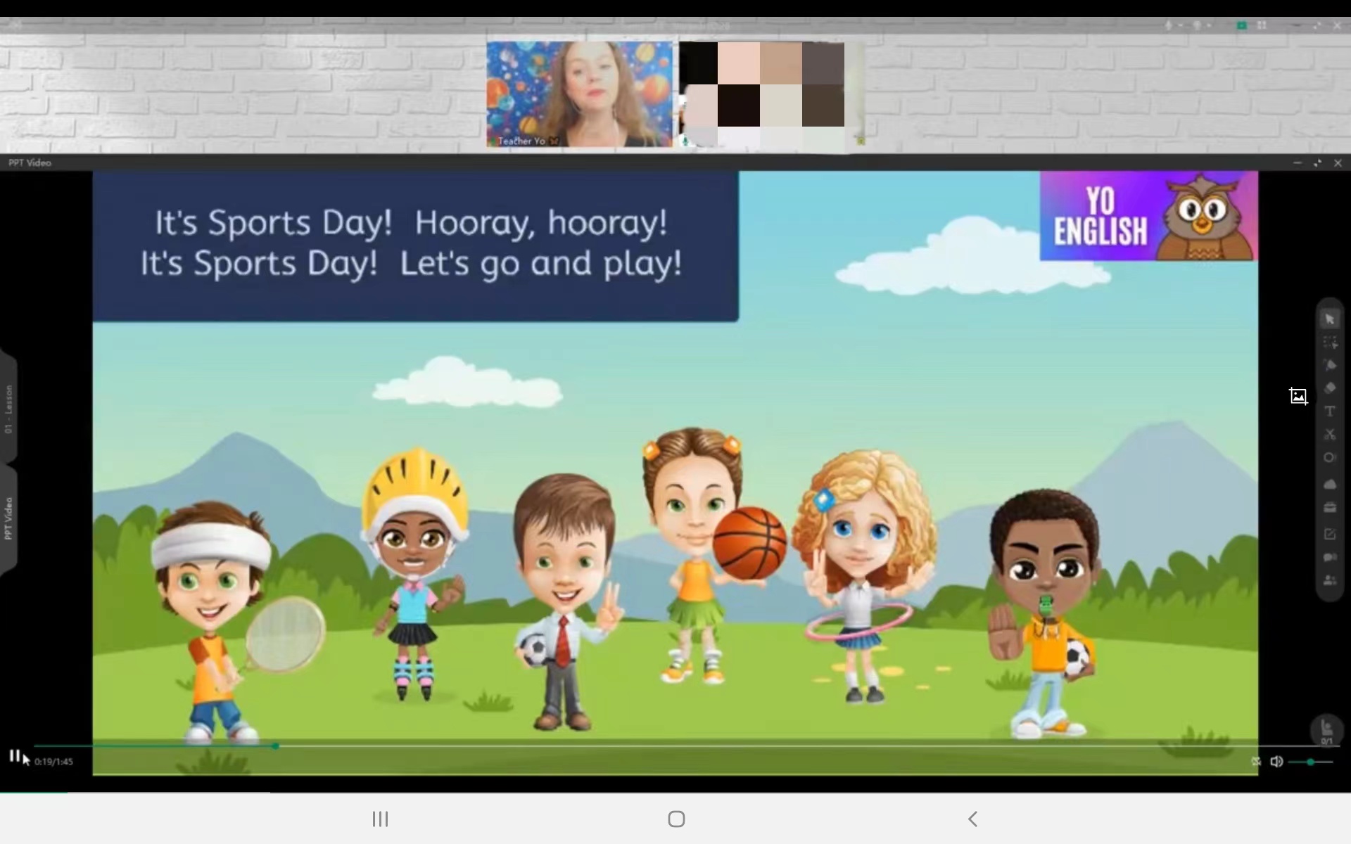 Yolande conducting learning activities on ClassIn